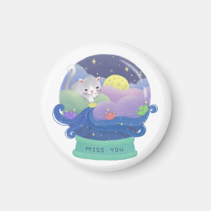 Miss You: Cat & Paper Boats Magnet