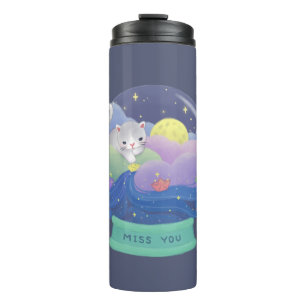 Miss You: Cat & Paper Boats Thermal Tumbler