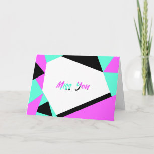 Miss You Colour Block Card    Black Teal Pink