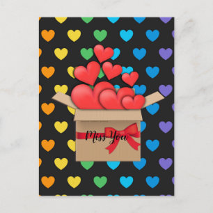 Miss You, colourful heart design Postcard