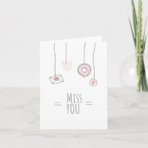 Miss You Cute Pink Letter Donut Greeting Card