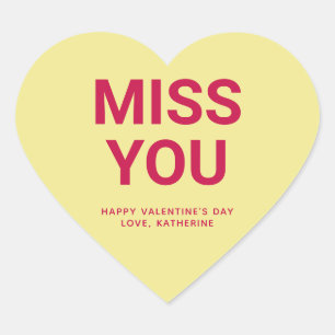 Miss you cute Valentine's Day custom conversation Heart Sticker
