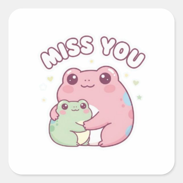 Miss You Frog Sticker Cute Hugging Frogs Romantic  (Front)