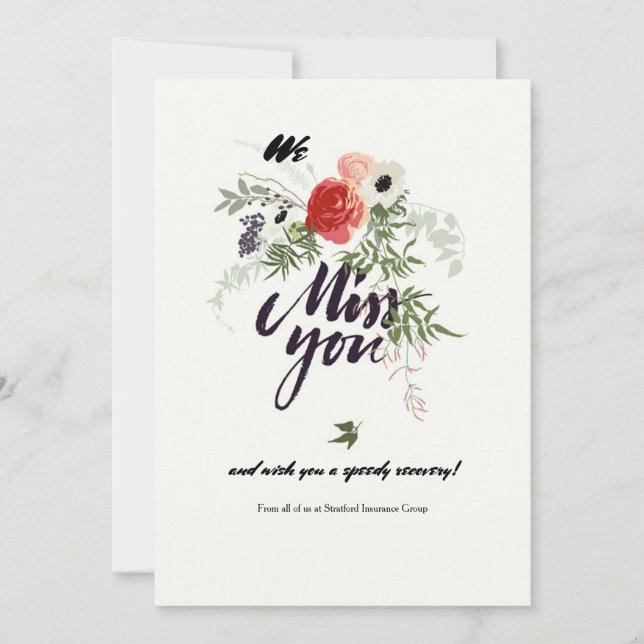 Miss You Get Well Greeting Card (Front)