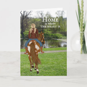 Miss you girl on horse summer dam card
