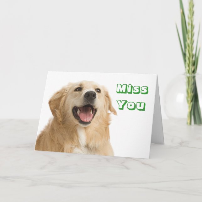 Miss You Golden Retriever Puppy Dog Greeting Card (Front)