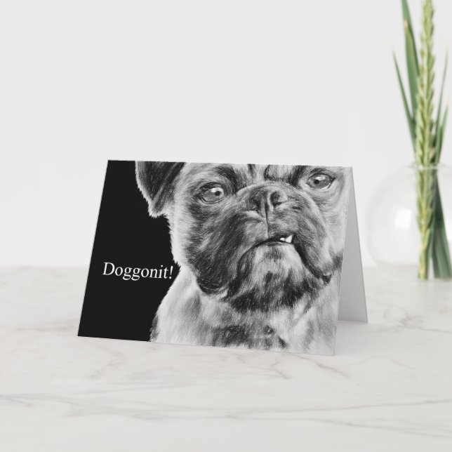 Miss You Grumpy Smug Pug Dog Card (Front)