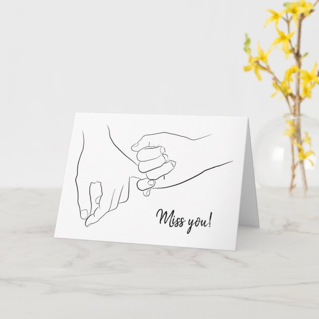 Miss You Line Drawing Your Words Customisable Card (Yellow Flower)