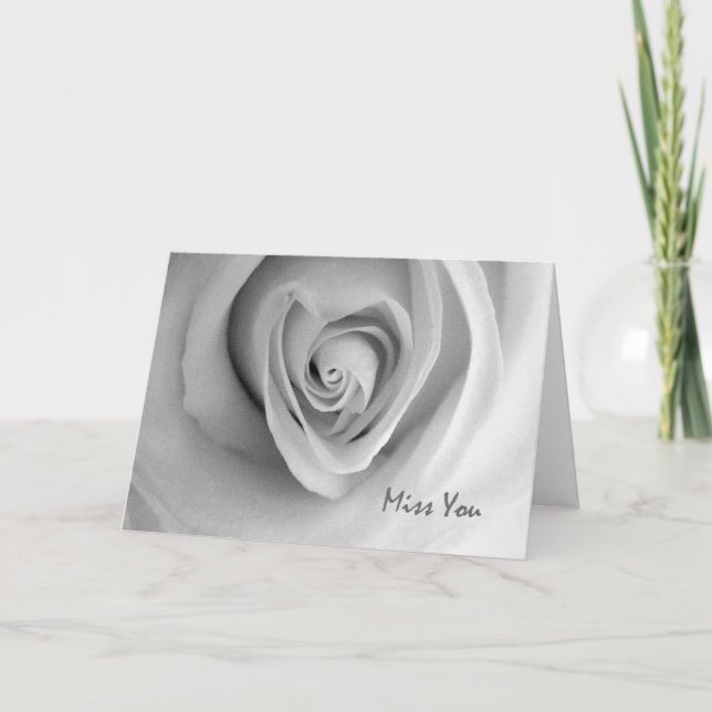 Miss You, Love and Romance, Heart Shaped Rose Card (Front)