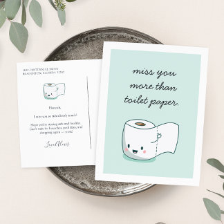 Miss You More Than Toilet Paper Postcard
