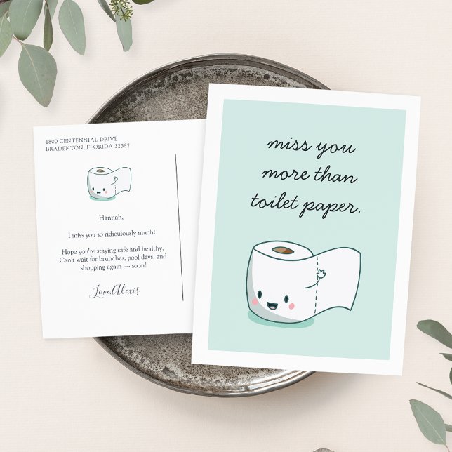 Miss You More Than Toilet Paper Postcard (Creator Uploaded)