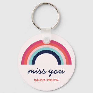 Miss You Rainbow in Blue and Pink Personalized Key Ring
