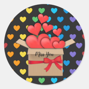 Miss you, sending you my love, colorful design classic round sticker