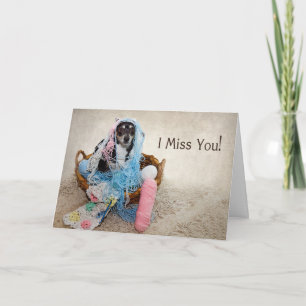 MISS YOU SO MUCH - HUMOR - DOG TANGLED IN YARN CARD