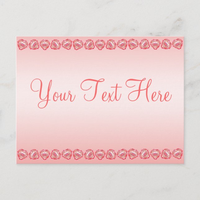 Miss You Tattered Heart Pink Ombre Template Text Postcard (Front)