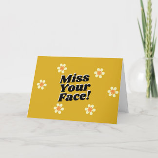 Miss Your Face! Cute Retro Yellow Daisy Flower Thank You Card