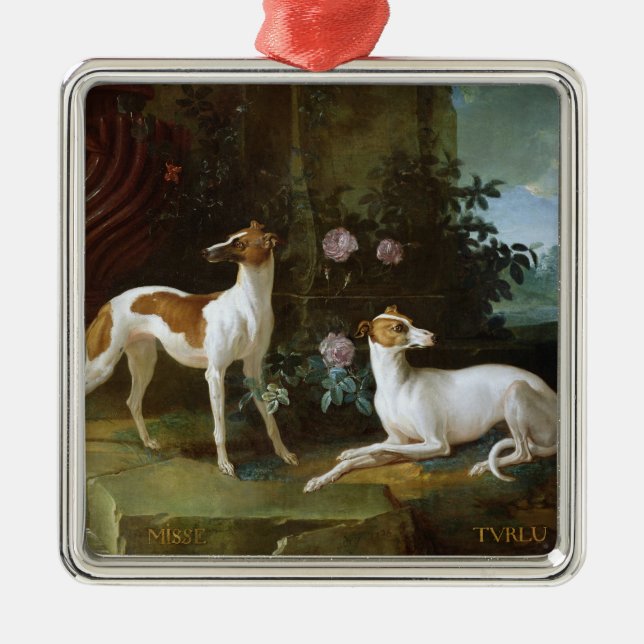 Misse and Turlu, two greyhounds of Louis XV Metal Tree Decoration (Front)