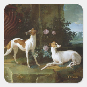 Misse and Turlu, two greyhounds of Louis XV Square Sticker