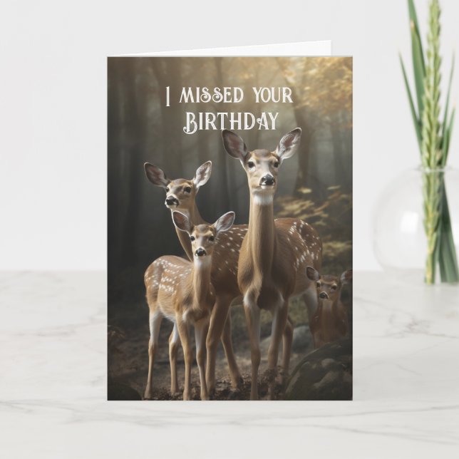 Missed Birthday Belated Fun Deer Card (Front)