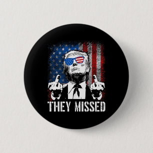 Missed Donald Trump Shot Trump 2024 Us American Fl 6 Cm Round Badge