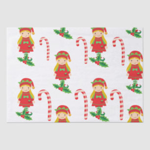 Misses Elf and Candy Canes Tissue Paper