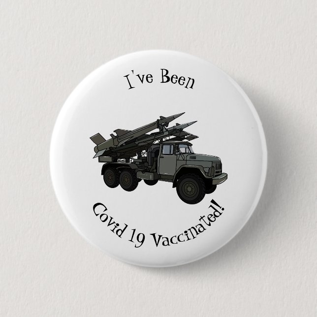 Missile vehicle cartoon illustration 6 cm round badge (Front)