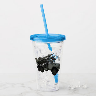 Missile vehicle cartoon illustration acrylic tumbler
