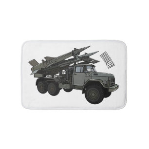 Missile vehicle cartoon illustration bath mat