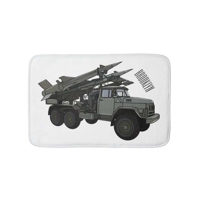 Missile vehicle cartoon illustration bath mat (Front)