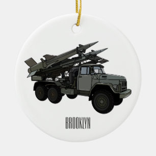 Missile vehicle cartoon illustration ceramic ornament