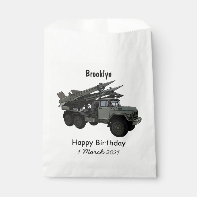 Missile vehicle cartoon illustration favour bag (Front)