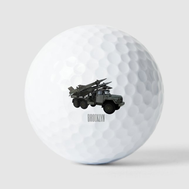 Missile vehicle cartoon illustration golf balls (Front)