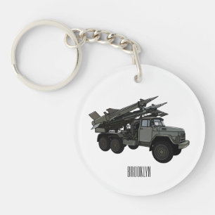 Missile vehicle cartoon illustration key ring