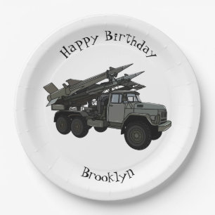 Missile vehicle cartoon illustration paper plate