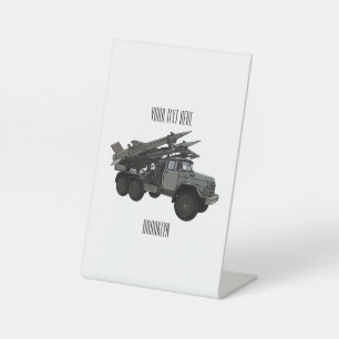 Missile vehicle cartoon illustration pedestal sign