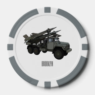 Missile vehicle cartoon illustration poker chips