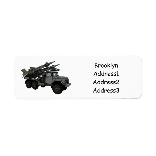 Missile vehicle cartoon illustration return address label (Front)