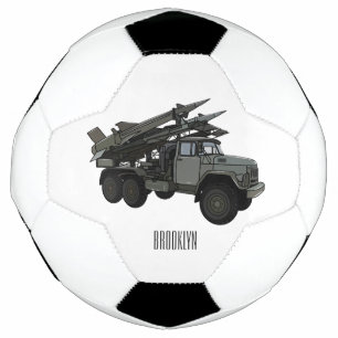 Missile vehicle cartoon illustration soccer ball