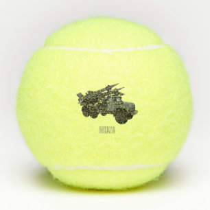 Missile vehicle cartoon illustration tennis balls