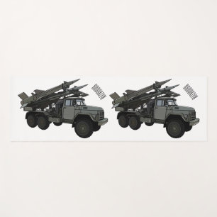 Missile vehicle cartoon illustration yoga mat