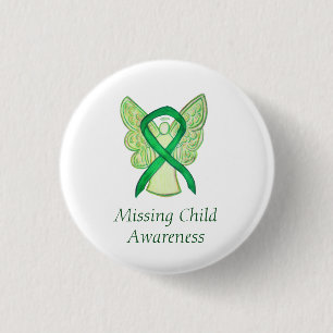 Missing Child Green Awareness Ribbon Angel Pins