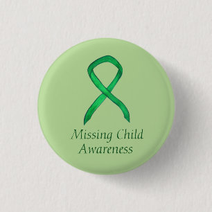 Missing Child Green Awareness Ribbon Custom Pins