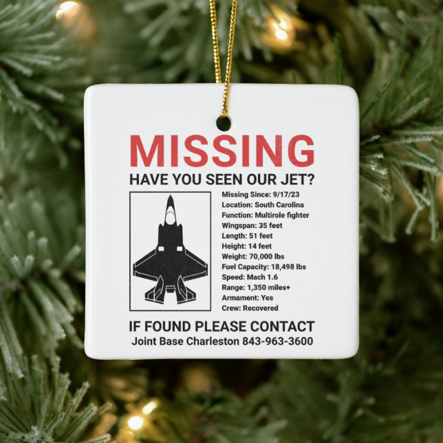Missing F-35 Jet  Ceramic Ornament (Tree)