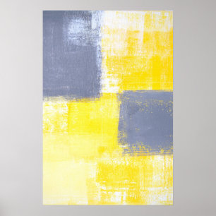 'Missing' Grey and Yellow Abstract Art Poster