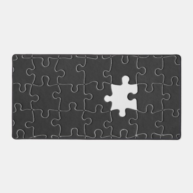 Missing Jigsaw Puzzle Piece black Desk Mat (Front)