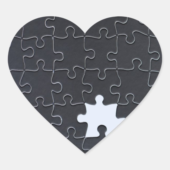 Missing Jigsaw Puzzle Piece black Heart Sticker (Front)