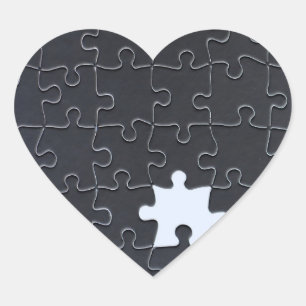 Missing Jigsaw Puzzle Piece black Heart Sticker