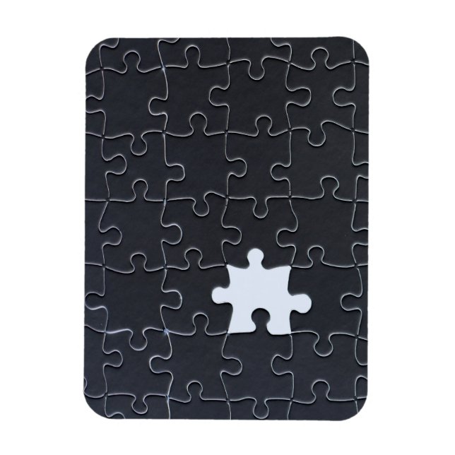 Missing Jigsaw Puzzle Piece black Magnet (Vertical)