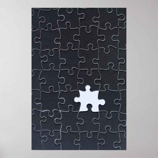 Missing Jigsaw Puzzle Piece black Poster (Front)