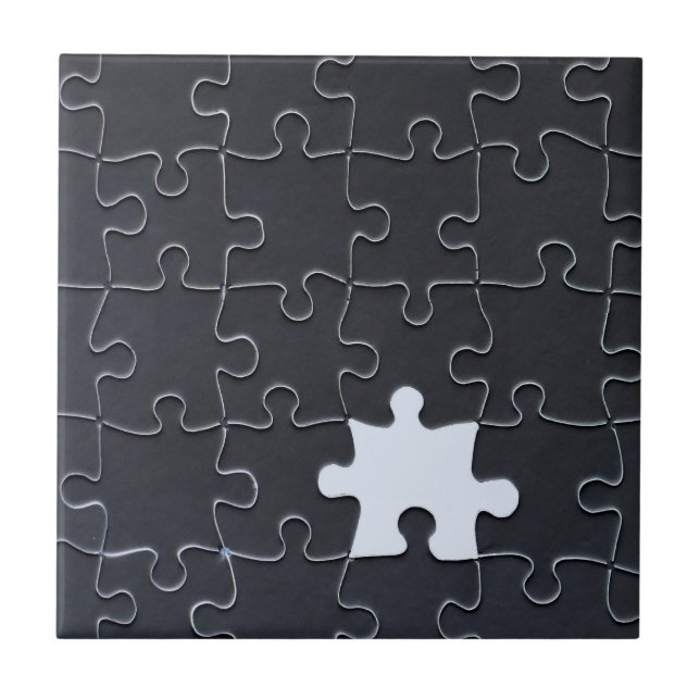 Missing Jigsaw Puzzle Piece black Tile (Front)